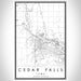 Cedar Falls Iowa Map Print Portrait Orientation in Classic Style With Shaded Background
