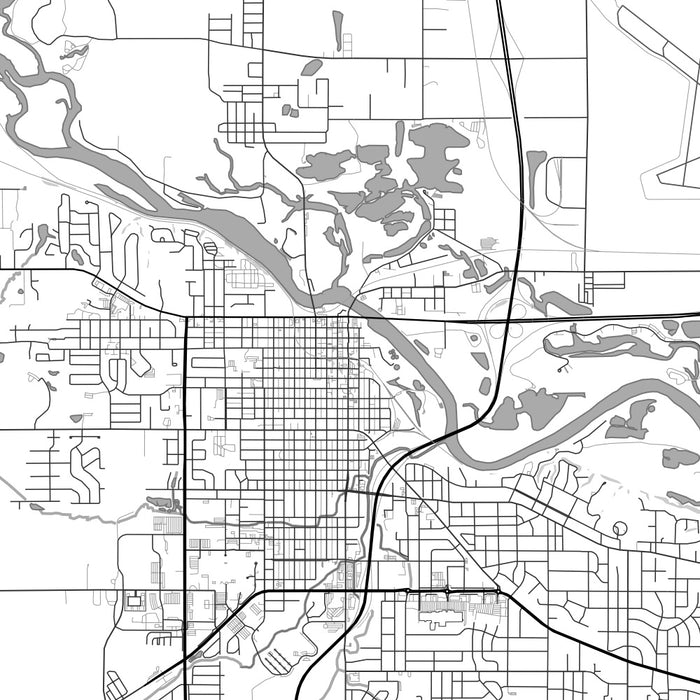 Cedar Falls Iowa Map Print in Classic Style Zoomed In Close Up Showing Details