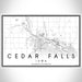 Cedar Falls Iowa Map Print Landscape Orientation in Classic Style With Shaded Background
