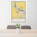 24x36 Cedar Falls Iowa Map Print Portrait Orientation in Woodblock Style Behind 2 Chairs Table and Potted Plant