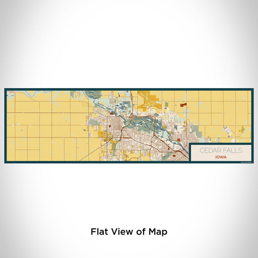 Flat View of Map Custom Cedar Falls Iowa Map Enamel Mug in Woodblock