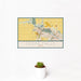 12x18 Cedar Falls Iowa Map Print Landscape Orientation in Woodblock Style With Small Cactus Plant in White Planter