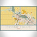 Cedar Falls Iowa Map Print Landscape Orientation in Woodblock Style With Shaded Background