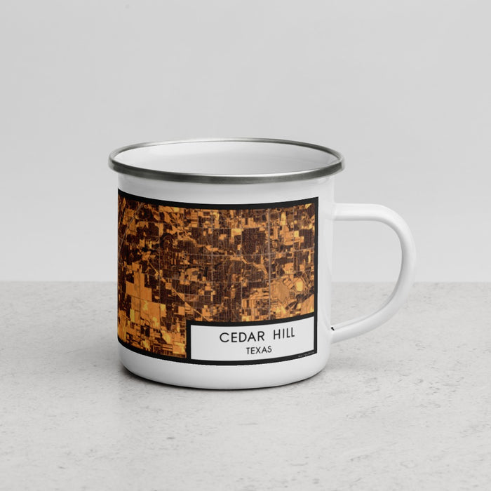 Right View Custom Cedar Hill Texas Map Enamel Mug in Ember