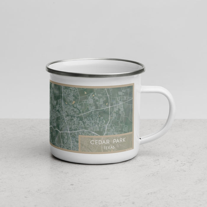 Right View Custom Cedar Park Texas Map Enamel Mug in Afternoon