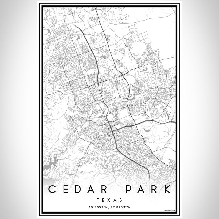 Cedar Park Texas Map Print Portrait Orientation in Classic Style With Shaded Background