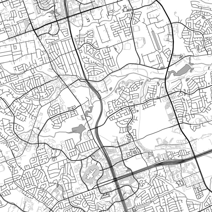 Cedar Park Texas Map Print in Classic Style Zoomed In Close Up Showing Details