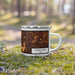 Right View Custom Cedar Park Texas Map Enamel Mug in Ember on Grass With Trees in Background