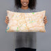 Person holding 20x12 Custom Cedar Park Texas Map Throw Pillow in Watercolor