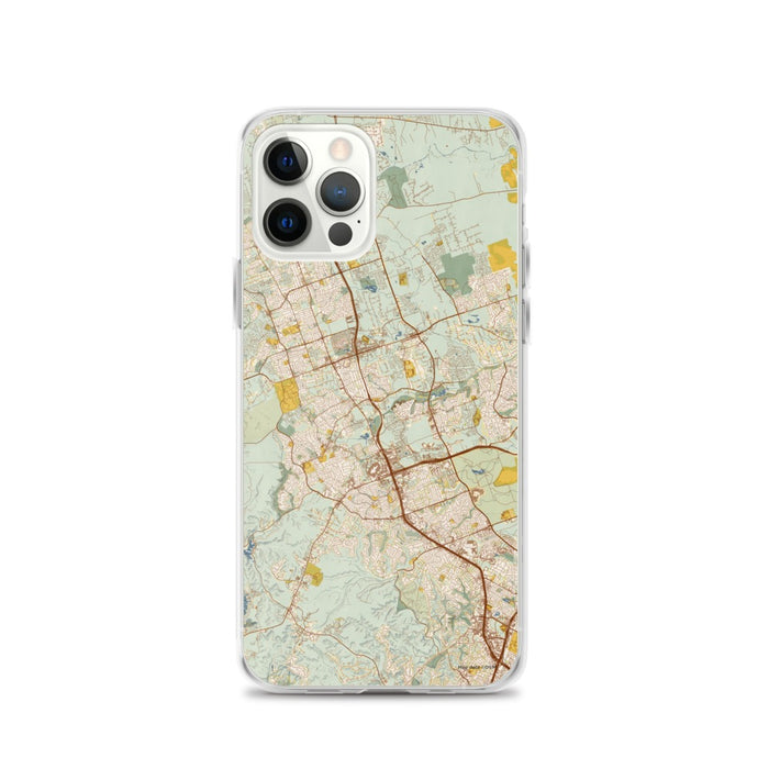 Custom Cedar Park Texas Map iPhone 12 Pro Phone Case in Woodblock
