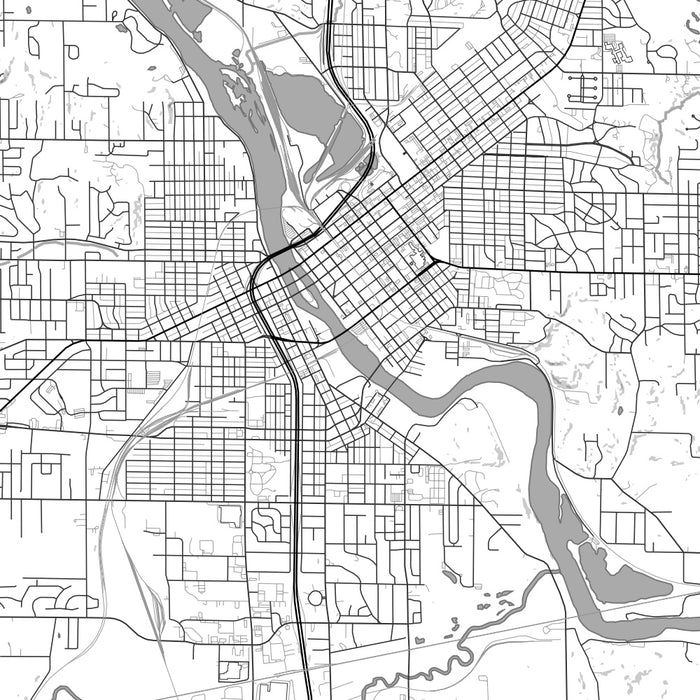 Cedar Rapids Iowa Map Print in Classic Style Zoomed In Close Up Showing Details