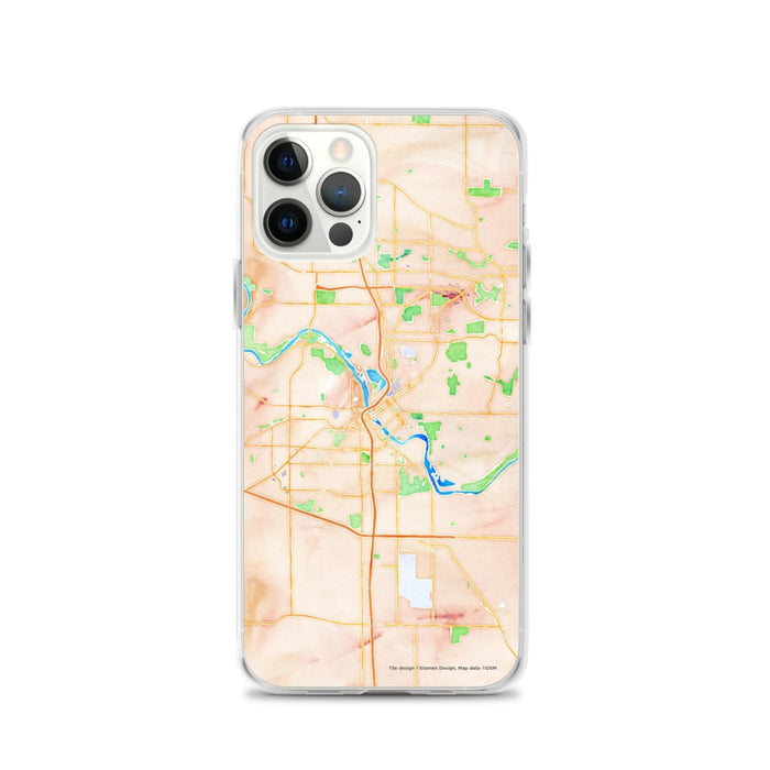 Custom Cedar Rapids Iowa Map iPhone 12 Pro Phone Case in Watercolor