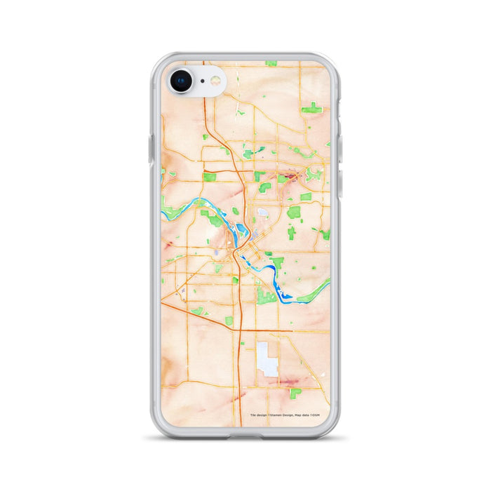 Custom Cedar Rapids Iowa Map iPhone SE Phone Case in Watercolor