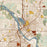 Cedar Rapids Iowa Map Print in Woodblock Style Zoomed In Close Up Showing Details