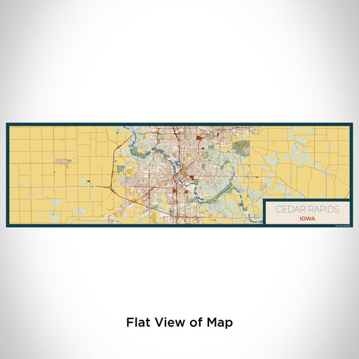 Flat View of Map Custom Cedar Rapids Iowa Map Enamel Mug in Woodblock