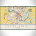 Cedar Rapids Iowa Map Print Landscape Orientation in Woodblock Style With Shaded Background