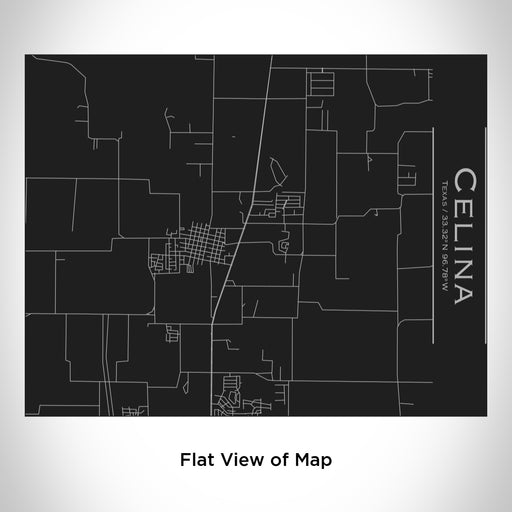 Rendered View of Celina Texas Map Engraving on 20oz Stainless Steel Insulated Bottle with Bamboo Top in Black