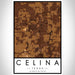 Celina Texas Map Print Portrait Orientation in Ember Style With Shaded Background