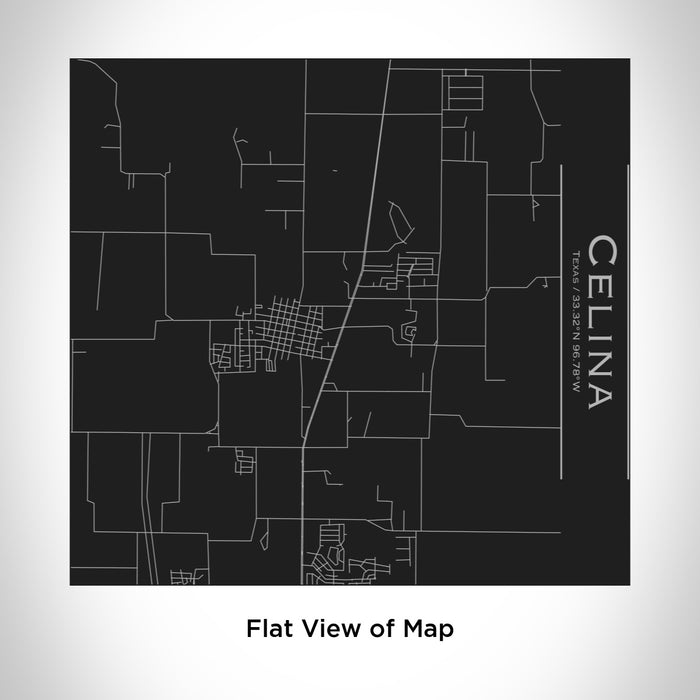 Rendered View of Celina Texas Map Engraving on 17oz Stainless Steel Insulated Tumbler in Black