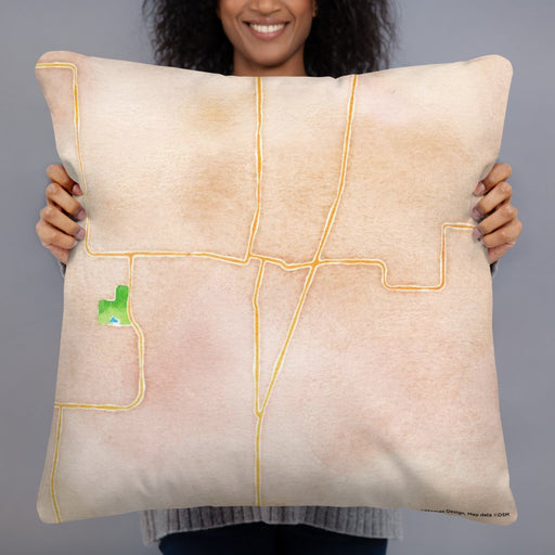 Person holding 22x22 Custom Celina Texas Map Throw Pillow in Watercolor
