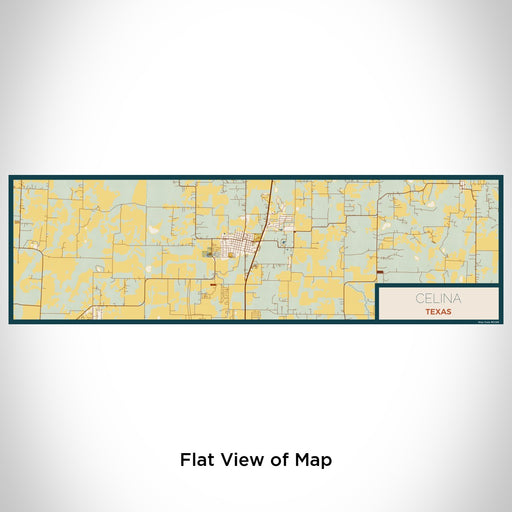 Flat View of Map Custom Celina Texas Map Enamel Mug in Woodblock