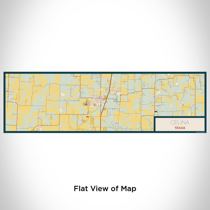 Flat View of Map Custom Celina Texas Map Enamel Mug in Woodblock