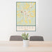 24x36 Center Texas Map Print Portrait Orientation in Woodblock Style Behind 2 Chairs Table and Potted Plant