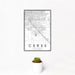 12x18 Ceres California Map Print Portrait Orientation in Classic Style With Small Cactus Plant in White Planter