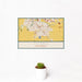 12x18 Ceres California Map Print Landscape Orientation in Woodblock Style With Small Cactus Plant in White Planter