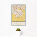 12x18 Ceres California Map Print Portrait Orientation in Woodblock Style With Small Cactus Plant in White Planter