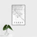 16x24 Ceres California Map Print Portrait Orientation in Classic Style With Tropical Plant Leaves in Water