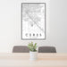 24x36 Ceres California Map Print Portrait Orientation in Classic Style Behind 2 Chairs Table and Potted Plant