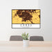 24x36 Ceres California Map Print Lanscape Orientation in Ember Style Behind 2 Chairs Table and Potted Plant
