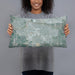 Person holding 20x12 Custom Ceres California Map Throw Pillow in Afternoon