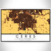 Ceres California Map Print Landscape Orientation in Ember Style With Shaded Background