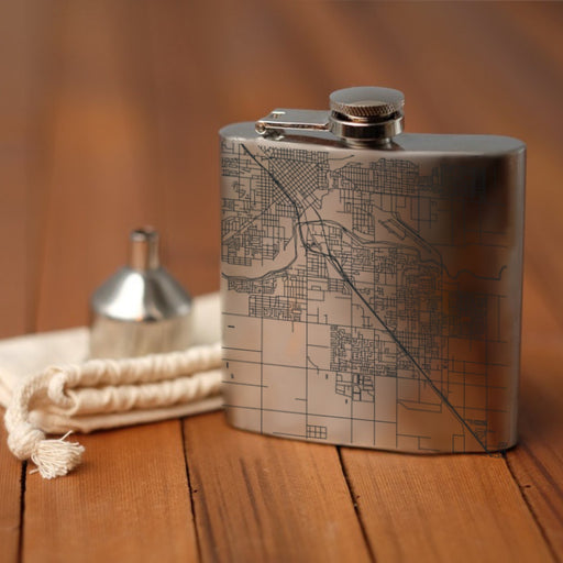 Ceres California Custom Engraved City Map Inscription Coordinates on 6oz Stainless Steel Flask