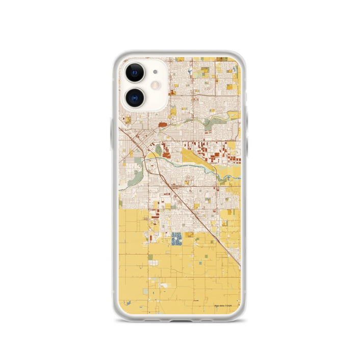 Custom iPhone 11 Ceres California Map Phone Case in Woodblock