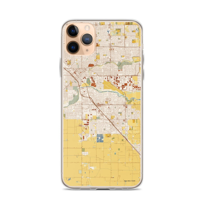 Custom iPhone 11 Pro Max Ceres California Map Phone Case in Woodblock