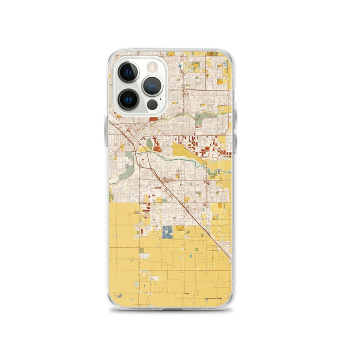 Custom iPhone 12 Pro Ceres California Map Phone Case in Woodblock