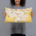 Person holding 20x12 Custom Ceres California Map Throw Pillow in Woodblock