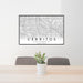 24x36 Cerritos California Map Print Lanscape Orientation in Classic Style Behind 2 Chairs Table and Potted Plant