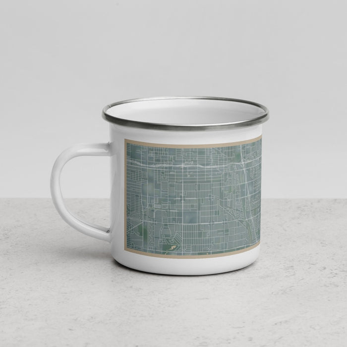 Left View Custom Cerritos California Map Enamel Mug in Afternoon