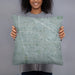 Person holding 18x18 Custom Cerritos California Map Throw Pillow in Afternoon