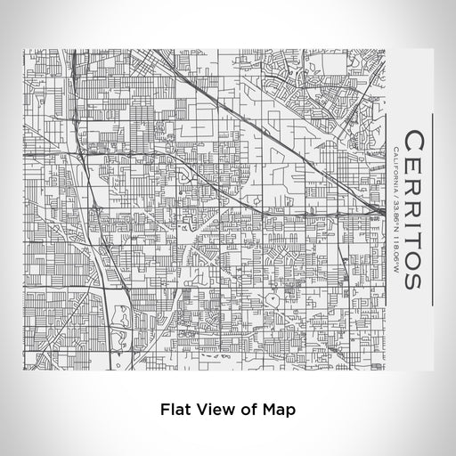 Rendered View of Cerritos California Map Engraving on 20oz Stainless Steel Insulated Bottle with Bamboo Top in White