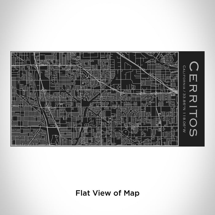 Rendered View of Cerritos California Map Engraving on 17oz Stainless Steel Insulated Cola Bottle in Black