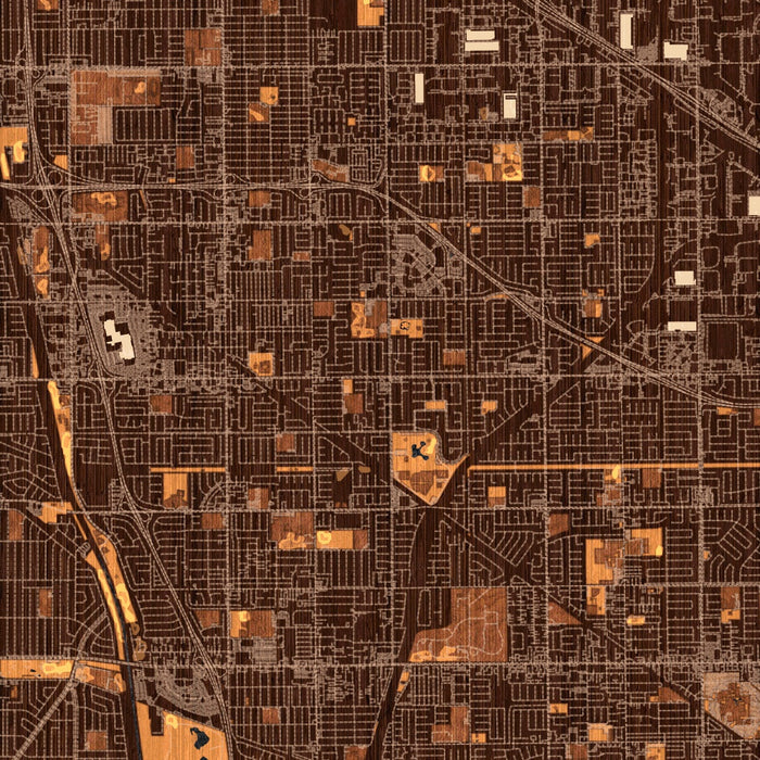 Cerritos California Map Print in Ember Style Zoomed In Close Up Showing Details
