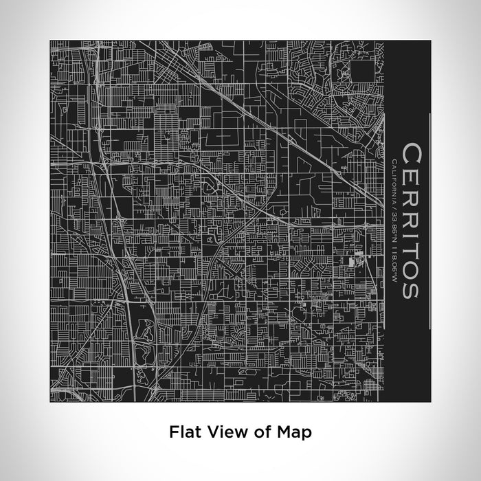 Rendered View of Cerritos California Map Engraving on 17oz Stainless Steel Insulated Tumbler in Black