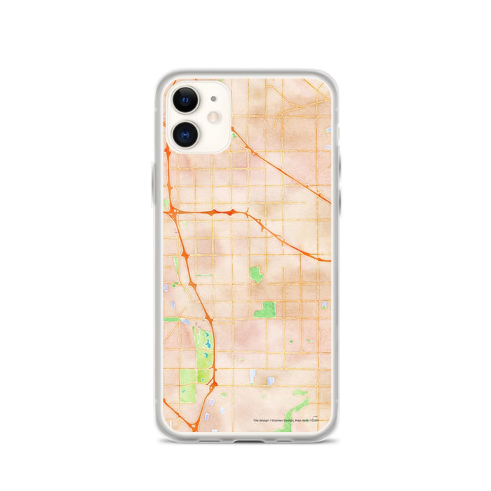 Custom iPhone 11 Cerritos California Map Phone Case in Watercolor