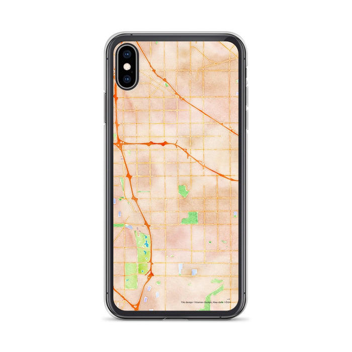 Custom iPhone XS Max Cerritos California Map Phone Case in Watercolor