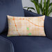 Custom Cerritos California Map Throw Pillow in Watercolor on Blue Colored Chair
